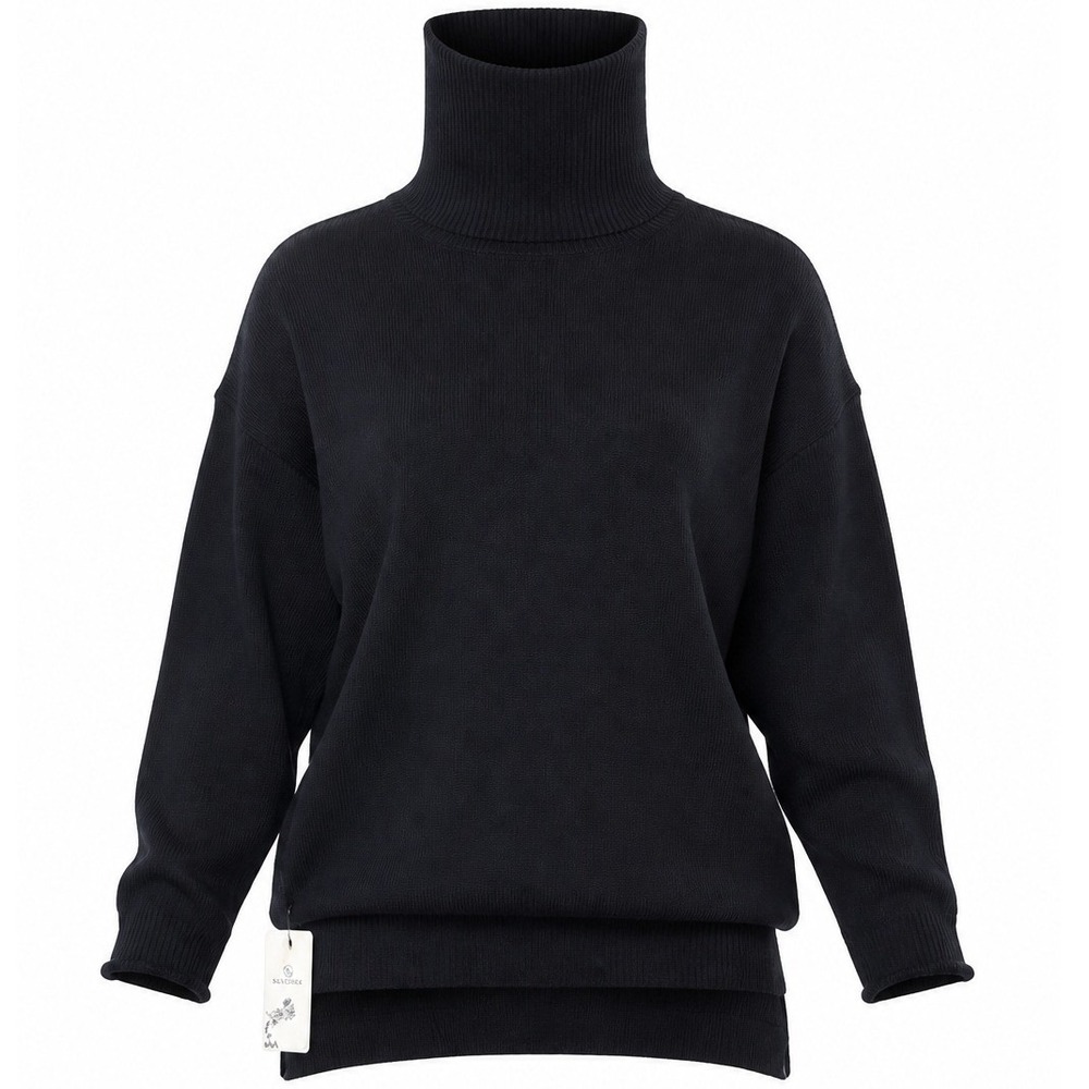 New LILLUSORY Womens Large Turtleneck Sweater Black Minimalist Cozy